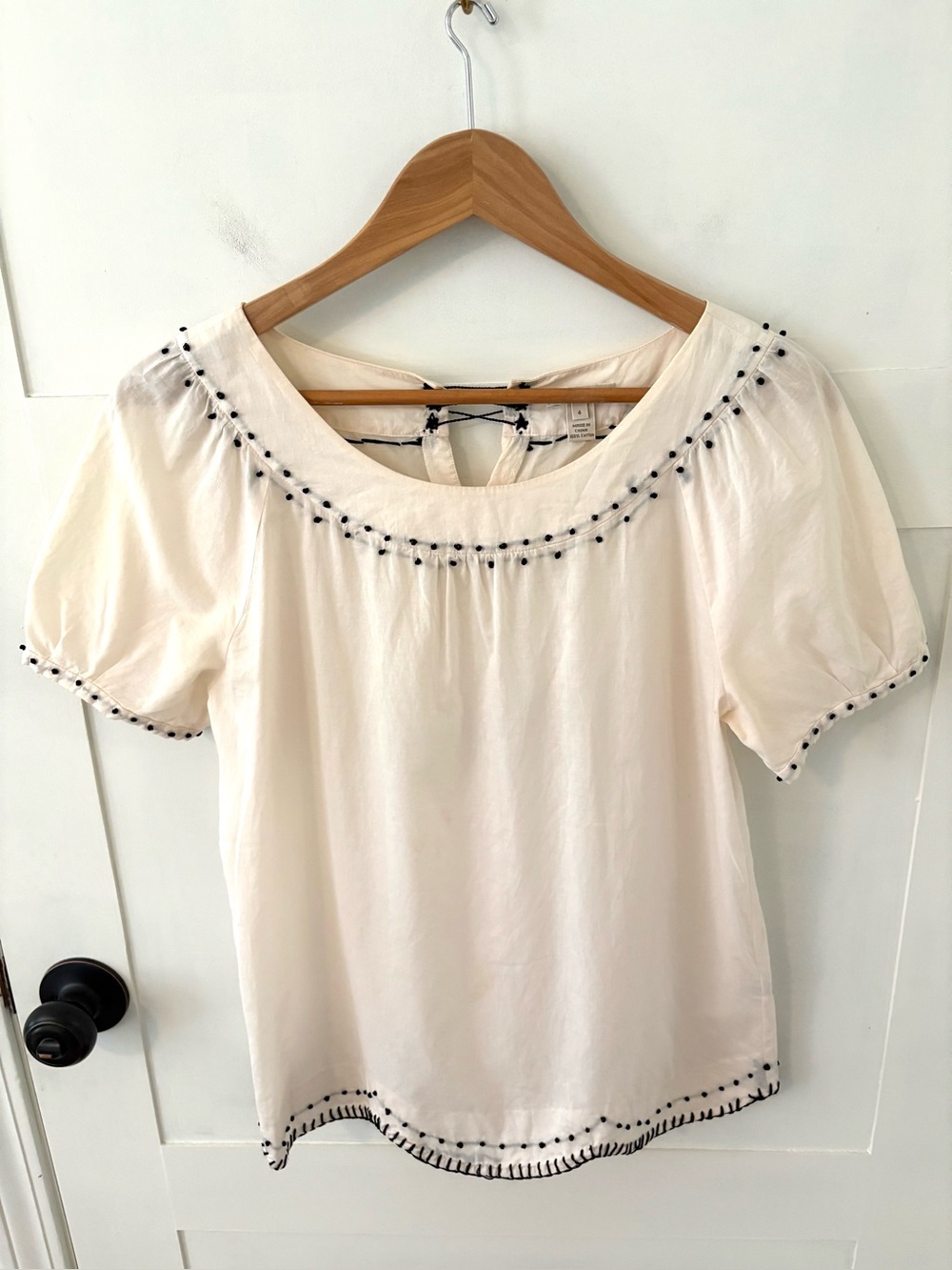 J. Crew Bevin Embroidered Scalloped Cotton Blouse. Size 4.